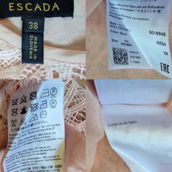 Escada Allover Rose Checked Swiss Lace Sheath Dress in Light Gloss Pink - Picture 16 of 16